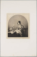 KG 09812a
<br/>
'Om de minne van het smeer leckt de kat de kandeleer'
<br/>
<em>Versteegh, Michiel (1756-1843)</em>